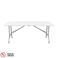 Lightweight Space Saving White Metal Plastic Dining Table